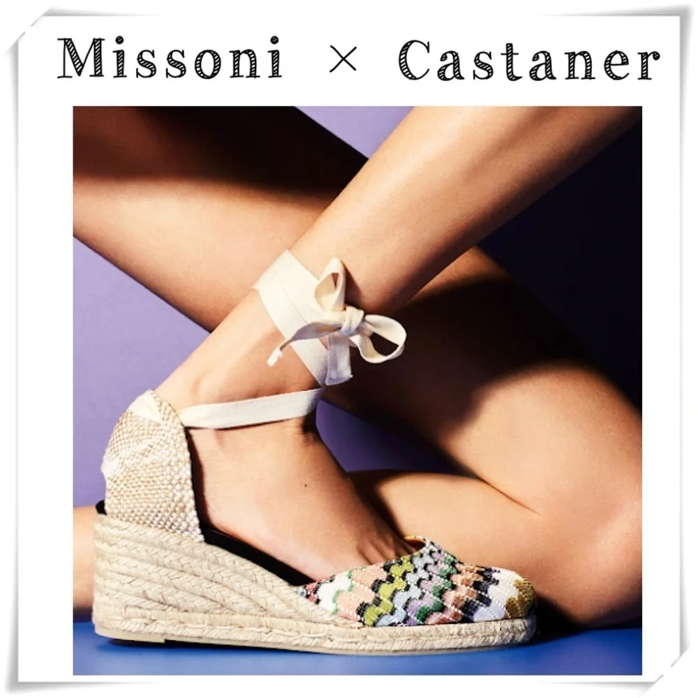 Castaner Missoni Zigzag Knit Lace up Ankle Espadrilles Sandals Size 41 / US 11
